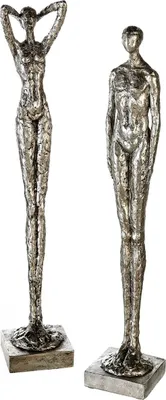 Immagine prodotto di Gilde Skulptur, "Millenium", Fraumotiv, Mannmotiv, Kunstharz, silberfarben, , , L. 14 cm, B. 13,5 cm, H. 79 cm 2 Stück wie abgebildet 79926