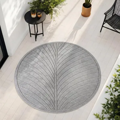 Produktbild von Carpetsale24 Outdoor Teppich, Modern Boho Design, 3D Effekt, Robust und UV-Beständig, ideal für Terrasse Wohnzimmer & Küche, Grösse: 120 cm Rund