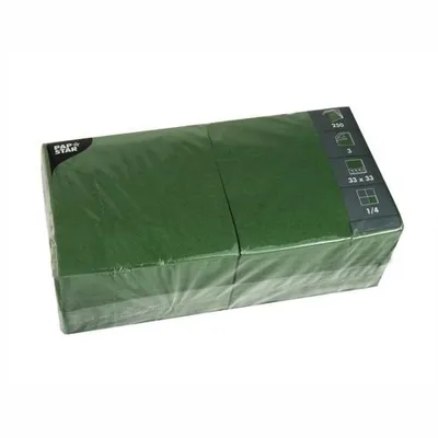 Produktbild von Papstar Servietten, 3-lagig 1/4-Falz 33 cm x 33 cm dunkelgrün, 4 x 250 Stück