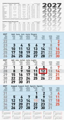 Produktbild von 2027 BRUNNEN Dreimonatskalender blau