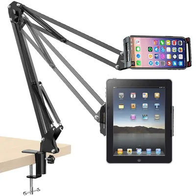 Produktbild von Handy Gelenkarmhalterung mit Smartphone Klemme und 1/4 Zoll Schraube Langarm Handyhalter Gelenkarm Halterung,Black