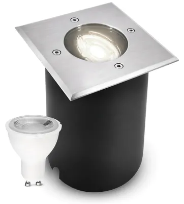 Produktbild von SSC-LUXon JUAVI LED Bodenstrahler schwenkbar quadratisch IP67 - mit GU10 7W dimmbar neutralweiß 230V - Boden Einbauleuchte befahrbar