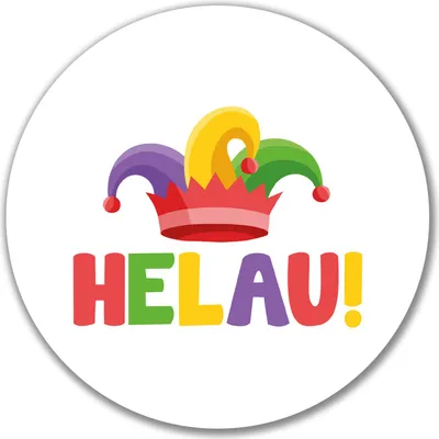 Produktbild von Huuraa Aufkleber Helau Narrenkappe 10cm rund Sticker Geschenkidee