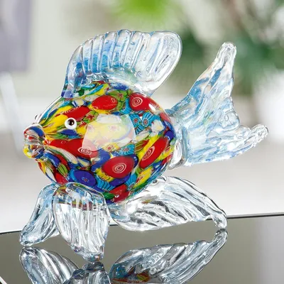 Image de Gilde Glass Art, Figur, Fisch, "Bunter Seefisch", Glas, mehrfarbig, VE 2, L. 7.5 cm, B. 20 cm, H. 14 cm 39853 4063387398531