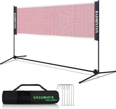 Obrázok produktu pre Sada siete na bedminton TolleTour, skladacia tenisová sieť, volejbalová sieť s prepravnou taškou, nastaviteľná výška, vnútorná a vonkajšia, výška 93-155 cm, 310 cm