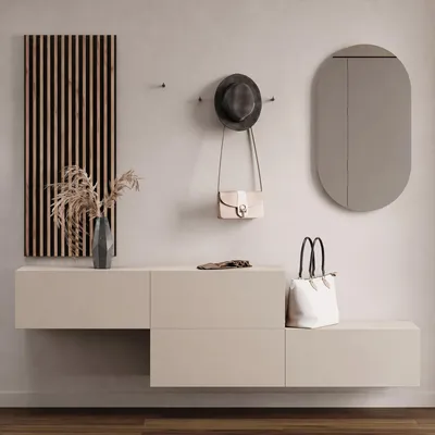 Produktbild von Flurgarderobe 2x 140 cm mit Wandpaneele und Spiegel ohne LED-Beleuchtung Kaschmir
