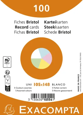 Produktbild von Exacompta 20x Karteikarten A6,100 Stück eingeschweißt, blanko sortiert - 10554E