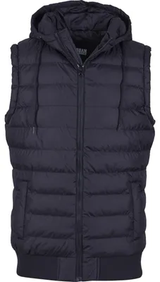 Productafbeelding van Urban Classics, vest met capuchon en kleine bubbels, maat: S; kleur: zwart/zwart