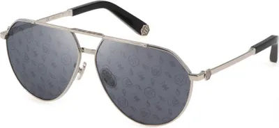 Produktbild von Philipp Plein Herren Sonnenbrille Mirror Lenses 64-12-145 SPP007M, Farbe:silber