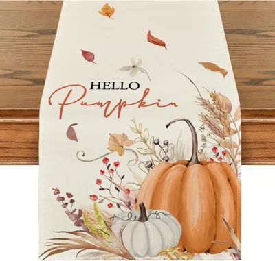 Obrázek produktu pro Artoid fashion podzimní běhoun na stůl dýně květiny listy 40x180 cm oranžová