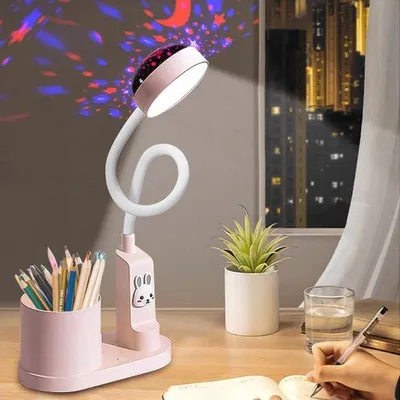 Productafbeelding van Dimbare Led Bureaulamp voor Kinderen met Penhouder en Sterrenprojectie