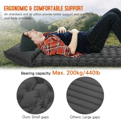 Produktbild von Camping Schlafmatte mit Kissen Eingebaute Pumpe Ultraleichte Aufblasbare Schlafmatte Wasserdicht Camping Luftmatratze für Backpacking Wandern Zelten Reisen