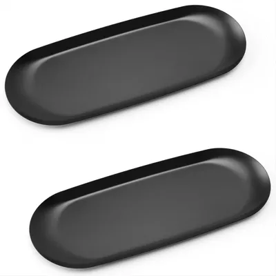 Ovale Edelstahlschale, 2 Stück, Schwarz, 23x9,5 cm