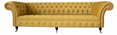 Produktbild von Design Sofa 4 Sitzer Couch Polster Luxus Textil Chesterfield Sofas Gelb