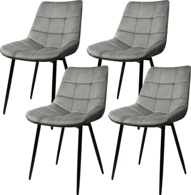 Produktbild von 4er Set Esszimmerstühle Polsterstuhl mit Rückenlehne, bis 120 kg belastbar,Metallbeine,Schwarz