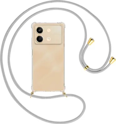 Produktbild von Handykette Backcover-Schutzhülle mit Band (Metall goldfarben) für Xiaomi Redmi Note 13 Pro 5G - silbergrau