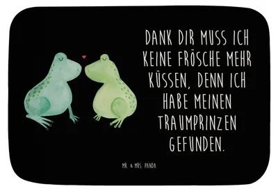 Produktbild von Mr. & Mrs. Panda Badteppich Frosch Liebe - Schwarz - Geschenk, Badvorleger, Badezimmer Matte, Frösche, Badezimmerteppich, Badematte, Duschvorleger, Freundin, Hochzeitstag