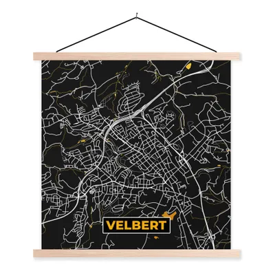 Produktbild von MuchoWow® Textilposter Velbert - Gold - Stadtplan - Karte - Deutschland 40x40 cm mit holzfarbenen Rahmen - Posterleiste
