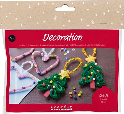 Produktbild von Creativ Company Mini-Hobby-Set Dekoration, Herzen und Weihnachtsbäume, 1 Box