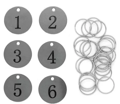 Immagine prodotto di Gancio portachiavi in metallo con etichette numerate - Etichette identificative per l'organizzazione - 100 pezzi