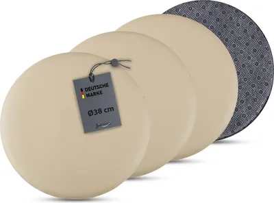 Image de Coussin de chaise ⌀ 38cm similicuir avec antidérapant Beige, lot de 4