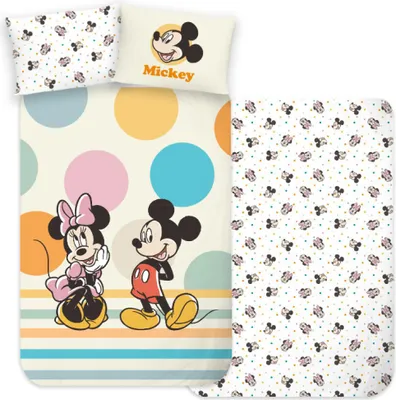 Produktbild von Mickey Mouse Pünktchen Bettbezug 100 x 135 cm - Baumwolle - 40 x 60 cm
