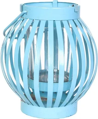 Productafbeelding van LHW Decoratieve metalen lantaarn in blauw
