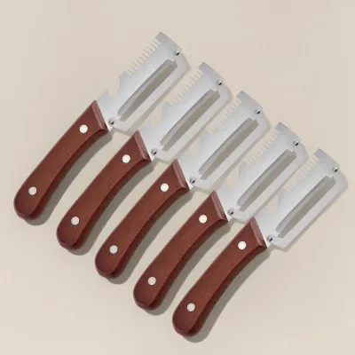 Obrázek produktu pro Dvoukomponentový multifunkční škrabka na zeleninu z nerezové oceli, kuchyňské náčiní 2 v 1 s otvíračkou na lahve, ergonomický dárek pro milovníky vaření. Verze: 5 kusů s vroubkovanou částí