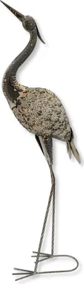 Produktbild von Metall Garten-Figur Reiher 110cm grau creme Dekofigur groß Gartendeko Deko-Skulptur Tierfigur Vogel
