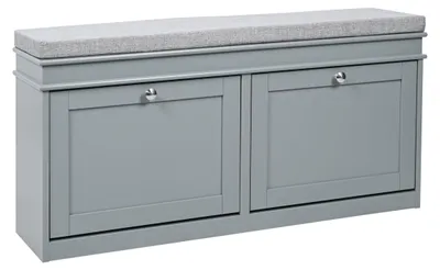 Image de Armoire à chaussures avec banc et 2 portes, dimensions : 104 x 51 x 24 cm