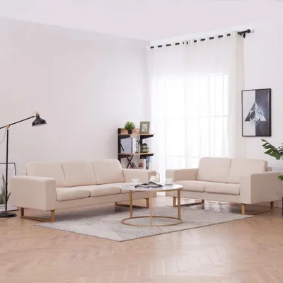 Produktbild von vidaXL 2dílná sedací souprava Fabric Cream White