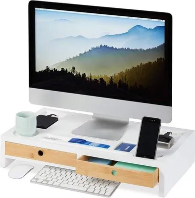 Produktbild von Bamboe-Monitor-Verhoger-9-Fach-MDF-Beistell - Weiss