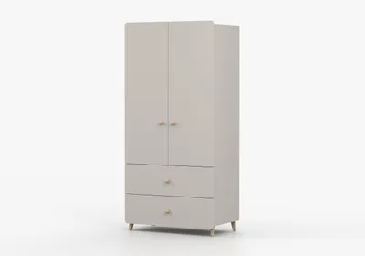 Produktbild von Drehtürenschrank MARIO 2D, Kinderzimmer, Kleiderschrank Schrank 90 cm Kaschmir/Kaschmir, Holzgriffe