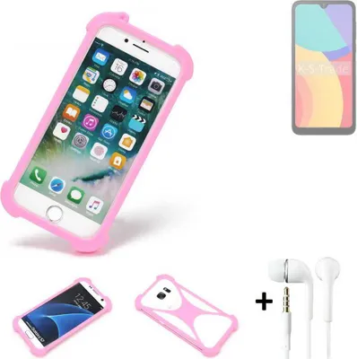 Produktbild von K-S-Trade Bumper + Kopfhörer kompatibel mit Alcatel L1 (2021) Handy Hülle Schutzhülle Silikon Schutz Hülle Cover Case Silikoncase Silikonbumper