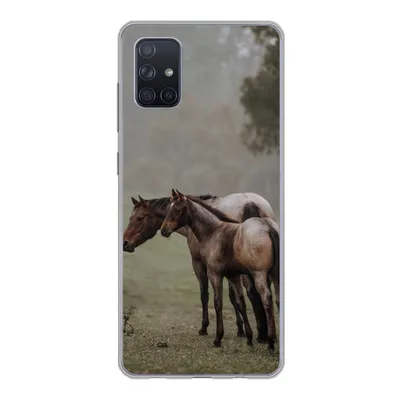 Produktbild von MuchoWow® Handyhülle Schutzhülle Hülle für Samsung Galaxy A71 Pferde - Natur - Nebel Silikon Softcase Handy Hülle - Kartenbesitzer