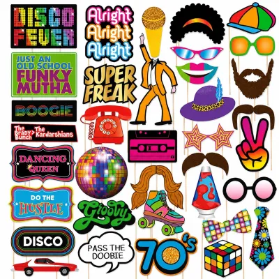 Image de Accessoires pour photobooth - Ensemble de 37 pièces - Multicolore