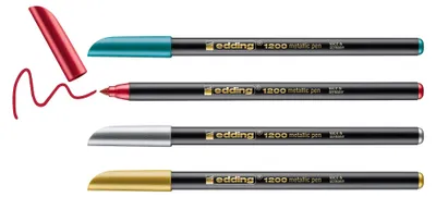 Produktbild von Edding 1200, 4 Farben, Gold, Metallic green, Rot, Silber, Rundspitze, 1 mm, 3 mm, Rund