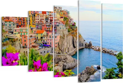 Produktbild von Bild auf Leinwand - Leinwandbild - Italien küste felsen landschaft - 150x100cm - Wand Bild - Wanddeko - Leinwanddruck - Bilder - Kunstdruck - Leinwand bilder - Wandkunst - EG150x100-2684