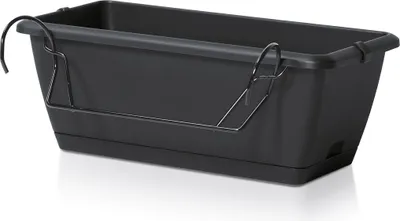 Produktbild von Blumenkasten für Balkon Geländer mit Halterung - 1 Stück / ca. 40 cm - Farbe: anthrazit