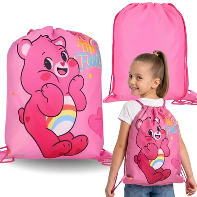 Produktbild von Care-Bears-Schuhbeutel für Mädchen, rosa, für den Sportunterricht, zum Tragen über der Schulter, 32 x 39 cm