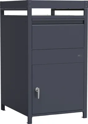 Produktbild von AXI Louis Paketbriefkasten aus Metall in Anthrazit mit Pflanzbehälter | Briefkasten für Post und Pakete mit Schlüssel | Paketbox / Parcel Box 68 x 80