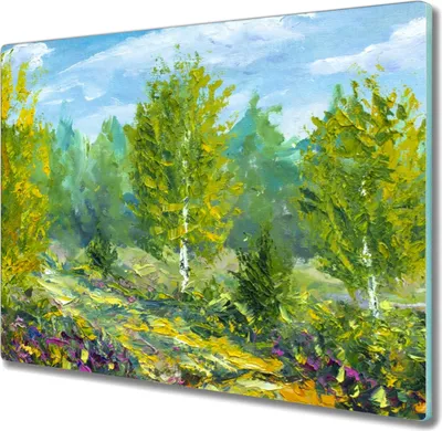 Produktbild von Coloray Hackbrett Kochplattenabdeckung Herdabdeckplatte 60x52 cm Schneidebrett Küchenbrett - Malerei Wald