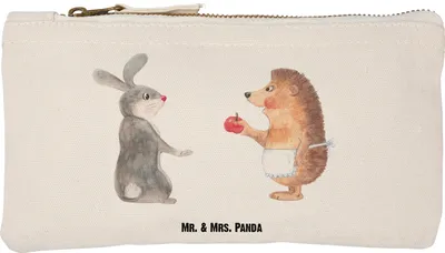 Produktbild von Mr. & Mrs. Panda Mäppchen Hase Igel Größe S Klein - Weiß - Geschenk, kosmetiktäschchen, Lustige Sprüche, Liebe Spruch, und, Federtasche, Kulturbeutel, Trösten, Pouch