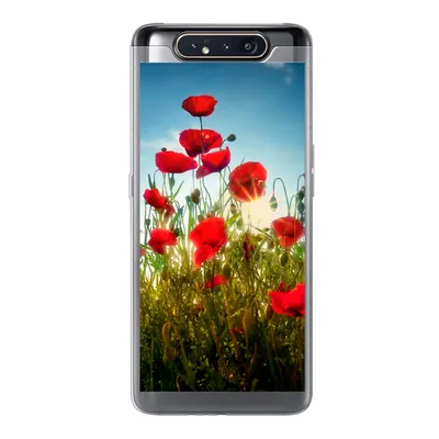 Produktbild von MuchoWow® Handyhülle Schutzhülle Hülle für Samsung Galaxy A80 Mohnblumen - Toskana - Sonne - Rot - Blau Silikon Softcase Handy Hülle - Schutzdeckel