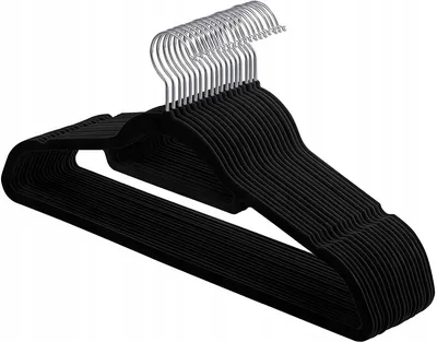Produktbild von Songmics Schwarze Samt-Kleiderbügel 10 Stück, rutschfest, Slim