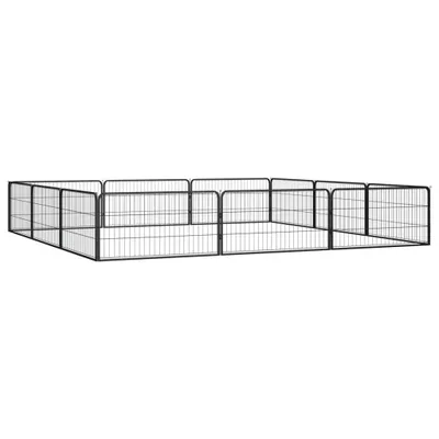 Produktbild von vidaXL 12-tlg. Hundelaufstall Schwarz 100x50cm Stahl Pulverbeschichtet