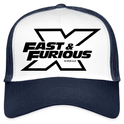 Produktbild von Spreadshirt Fast and Furious 10 Logo mit X schwarz Trucker Cap, One size, Weiß/Navy