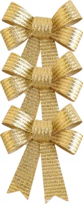 Produktbild von Deko-Schleifen Gold 3 Stück 10 x 12,7 cm Weihnachtsbaum-Deko Basteln Geschenk Deko