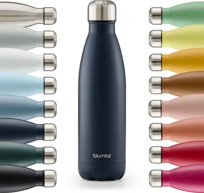 Immagine prodotto di Blumtal bottiglia thermos isolata in acciaio inox 350 ml - Blu scuro - Borraccia in metallo a prova di perdite - Borraccia termica senza BPA