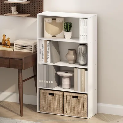 Immagine prodotto di Furinno, scaffale aperto, libreria, 4 ripiani, bianco